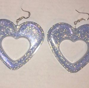 Epoxy resin heart-shape earrings